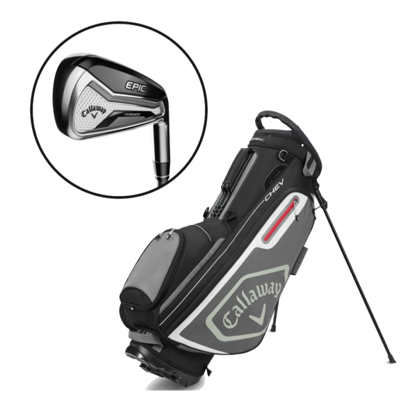 Callaway Epic Forged Iron Set - Graphite Shafts & Callaway Chev Stand Bag 2020 - Black/Charcoal by Callaway