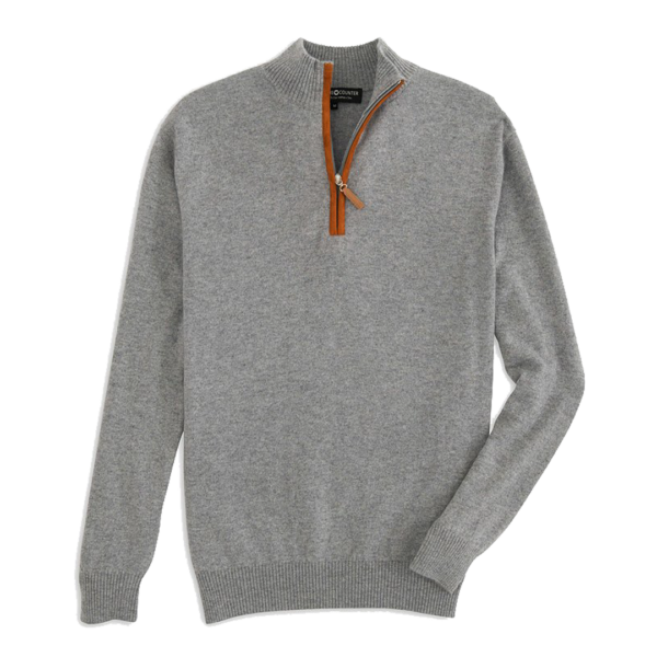 Men's 1/4 Zip Cashmere Cardigan - Grey by Cashmere Counter