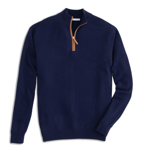 Men's 1/4 Zip Cashmere Cardigan - Navy by Cashmere Counter